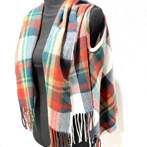 J. Crew Factory Multicolor Plaid Scarf / cape OS